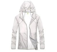 JMORCO Poncho Antipioggia Giacca Antipioggia ad Asciugatura Rapida, Impermeabile, da Pesca, Unisex, for Esterni, con Protezione Solare, Leggera e Traspirante, Donna, Giacca a Vento(Light Gray2,L)
