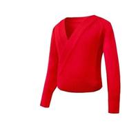 JMORCO Scaldacuore Danza Autunno Inverno Caldo Manica Lunga Cintura in Vita Maglione Bambino Ragazze Bambini Balletto Danza Avvolgente Top Incrociati(Red,150)