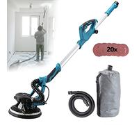 JMOUZHG Levigatrice per cartongesso, levigatrice elettrica da 1800 W con Raccolta Automatica della Polvere a Vuoto, 1000-2100 Giri/min, levigatrice per pareti Retrattile con luci a LED (20sandpaper)