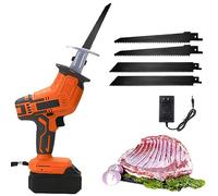 JMOUZHG Sega per Ossa a Batteria, Macchina da Taglio per Macellaio con Batteria Ricaricabile, taglierina per Carne elettrica a Mano per Ossa/Carne/Legno/Metallo/PVC (2Battery)