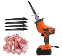 JMOUZHG Seghetto Alternativo Elettrico, segatrice per Carne per Uso Commerciale e Domestico, Sega per Ossa Portatile da Macellaio con Lame, per Il Taglio di Carne/Maiale (1Battery)