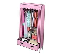 JMOZHCD Armadio guardaroba portatile in tela, guardaroba in tessuto con asta appendiabiti e 2 cassetti, organizer pieghevole per guardaroba (C 70x48x165cm)