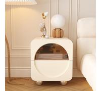 JMOZHCD Comodino in pelle con 2 cassetti: un comodino elegante che può riporre armadietti in camera da letto e in soggiorno (Off white)