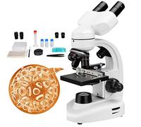 JMOZHCD Microscopio Biologico binoculare a LED, microscopio Digitale 40x-1600x - Doppia Illuminazione/Doppia Messa a Fuoco/Tavolo Meccanico, inclinazione -45° (110v)