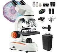 JMOZHCD Microscopio da Laboratorio Composto binoculare 40x-2000x con oculari 10x 25x, tavolino Meccanico a Doppio Strato e Doppia Illuminazione a LED