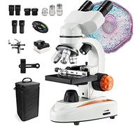 JMOZHCD Microscopio da Laboratorio Composto binoculare 40x-2000x con oculari 10x 25x, tavolino Meccanico a Doppio Strato e Doppia Illuminazione a LED