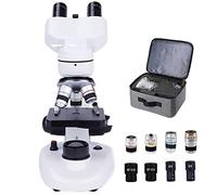 JMOZHCD Microscopio, stereomicroscopio per Studenti di biologia, binoculare, Doppio Filtro di Illuminazione, Doppia Messa a Fuoco/Tavolo Meccanico//Borsa (10000X)