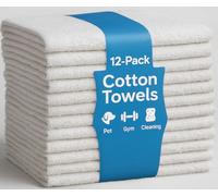 JMR - Confezione da 12 asciugamani da bagno in cotone, 56 x 111 cm, multiuso, per uso commerciale e domestico, morbidi, leggeri, super assorbenti, ad asciugatura rapida, per piscina, palestra o spa