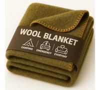 JMR - Coperta in lana militare per emergenze, campeggio e uso quotidiano, 66 x 90 cm, colore: verde oliva
