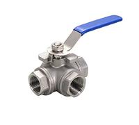 JMRTQMEC Valvola in Acciaio Inossidabile 304 da 1/4, 3/8, 1/2, 3/4, 1" BSP Femmina, Attacco Completo, Attacco T/L, valvola a Sfera a 3 Vie, Adattatore for Acqua, Olio, Aria e Gas(T-Type,0.5 inch)