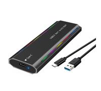 JMT M.2 M Key SSD Enclosure USB3.1 NGFF/NVME Protocollo USB-C Custodia mobile in lega di alluminio con luce RGB compatibile con Windows/Mac/Android/Harmony OS (NGFF C to A, nero)