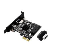 JMT Scheda di espansione PCIE a USB 3.0, 5 Gbps, USB-C TypeE 19P20P, scheda adattatore di interfaccia completa con connettore di alimentazione SATA a 15 pin per desktop (staffa a mezza altezza)