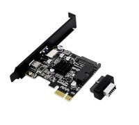 JMT Scheda di espansione PCIE a USB 3.0, 5 Gbps, USB-C TypeE 19P20P, scheda adattatore di interfaccia completa con connettore di alimentazione SATA a 15 pin per desktop (staffa a tutta altezza)