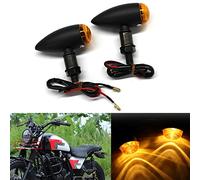 JMTBNO 2 Pezzi Indicatori di Direzione Moto Mini Frecce Fanali Impermeabile Bullet-Shaped Luce Ambra Retrò Lampada Universali 12V per Moto Vintage Scooter Quad Cruiser Cafe Racer Scrambler