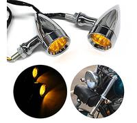 JMTBNO 2x Frecce Moto LED Cromo Indicatori di direzione Alluminio Indicatore Retrò Vintage Lampada Luci Ambra M10 12V Universale per Bobber Chopper Cruiser Cafe Racer Scrambler Tracker Custom