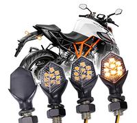 JMTBNO 4pz Frecce Moto Omologate 12V Universale 9 LED Mini Freccia Indicatori di Direzione Anteriori Posteriore Lampadina Luce Ambra Impermeabile M8 per Cruiser Scooter Quad Off Road