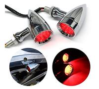 JMTBNO Frecce Moto LED Cromo Indicatori di Direzione Luce Rosso Alluminio Bullet Blinker Indicatore Luminosi M10 12V Universale per Bobber Chopper Cruiser Cafe Racer Scrambler Street Tracker Custom