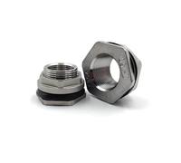 JMVLVLOA 1pc SUS304 Stainless Steel External Bulkhead DN40 BSP Internal Thread Joint Water Tank Joint Connector Adapter