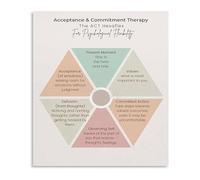 JMVLVLOA ACT Psychology Hexaflex Model Metal Sign Acceptance and Commitment Educational Poster for Therapist Office 8 X 12 in