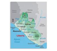 JMVLVLOA Africa Map Liberia Wall Art Poster Home Office Decor(Framed,12x18inch(30x45cm))