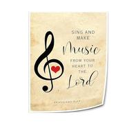 JMVLVLOA Art Deco Bible Verse Poster: Ephesians 5:19 “Sing and Make Music” Quote, Scripture Wall Art for Home(Unframed,16x24inch(40x60cm))