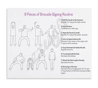 JMVLVLOA Baduanjin Chart Eight Section Brocade Poster Traditional Chinese Exercise Illustrated Guide for Home Studio 8 X 12 in