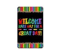 JMVLVLOA Boho Teacher Sign Metal Tin Plaque First Day Welcome Rustic Wall Decor for Classroom Door Bulletin Board Homeschool Learning Center Whimsical Art 8 X 12 inch