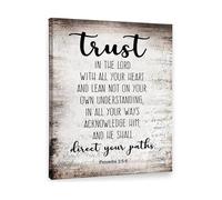 JMVLVLOA Christian Scripture Wall Art Proverbs 3:5-6 Trust In The Lord Bible Verse Print Religious Decor for Home Office Church(Unframed,12x18inch(30x45cm))