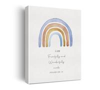 JMVLVLOA Faith Based Watercolor Art Psalm 139：14 Canvas Print Fearfully and Wonderfully Made Inspirational Christian Home Decor(Framed,08x12inch(20x30cm))