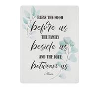 JMVLVLOA Farmhouse Dining Room Metal Tin Sign God Bless the Food Before Blessing Quote Rustic Kitchen Wall-Art Plaque 8 X 12 inch