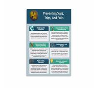 JMVLVLOA First Poster Slip Trip Fall Prevention Guidelines for Workplace Accident Awareness Office Warehouse Sign(Framed,12x18inch(30x45cm))