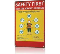 JMVLVLOA First Warning Sign Vintage Retro Aluminum Metal Tin for Garage Warehouse Workplace Office (8 X 12 in)