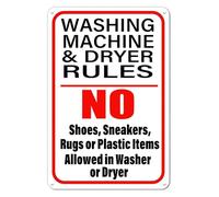 JMVLVLOA Funny Washing Machine Rules Metal Sign Vintage Laundry Room Guide Wall Decor for Home Utility 8 X 12 inch