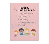 JMVLVLOA Lunchroom Rules Poster School Cafeteria Guidelines Educational Wall-Art Canvas for Classroom Home Decor(Framed,08x12inch(20x30cm))