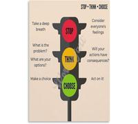 JMVLVLOA Mental Health Poster Stop Think Choose Self Improvement Guide Wall Art for Home Decor Living Room Bedroom Aesthetics(Unframed,12x18inch(30x45cm))