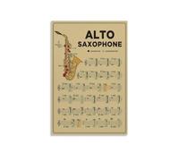 JMVLVLOA Metal Tin Sign For Alto Saxophone Eb Sax Fingering Chart With Notes Scales Music Theory Guide For Beginners Musicians Room 8 X 12 in