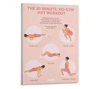 JMVLVLOA No Equipment HIIT Poster Ten Minute Workout Home Fitness | Quick cardio routine chart for busy days and small spaces(Framed,08x12inch(20x30cm))