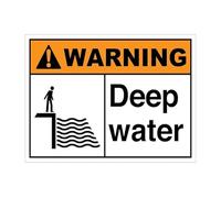 JMVLVLOA Retro Nautical Sign Vintage Metal Tin with Deep Water Warning Novelty Decor for Bar Wall-Art Man Cave Coastal Home (8 X 12 inch)