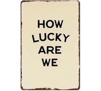 JMVLVLOA Rustic Lucky We Are Sign 8x12 Inch | Vintage thankful home wall decor