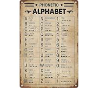 JMVLVLOA Vintage Flight Decor Phonetic Code Metal Sign Retro Wall-Art for Pilot Man Cave Office 8 X 12 in
