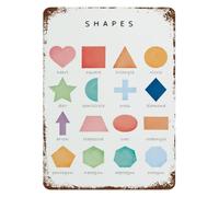 JMVLVLOA Vintage Style Rainbow Shapes Poster Educational Metal Tin Sign Geometric for Classroom Math Wall-Art Decor 8 X 12 in