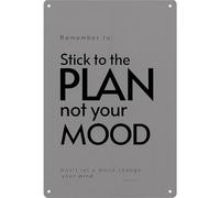 JMVLVLOA Work Ethic Metal Sign Stick To The Plan Inspirational Wall Decor for Office Home Office Studio 8 X 12 in