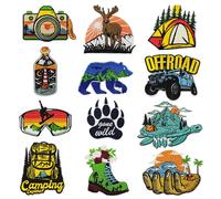 JMZLLRX 12 Pz Toppe per Vestiti, Tema del Campeggio Toppe Pasta Termica Patch Toppa Ricamata Toppe Ricamate per Ferro da Stiro o per Cucire Decalcomania da Ricamo per Giacche, Jeans, Zaini, Vestiti