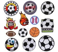 JMZLLRX Patchs de Sport Patch de Ball, 13 PCS Patch e Football Sport Brodé Thermocollant, Ecusson à Coudre, Patch Thermocollant Vetement pour Vêtements, Sacs à Dos, Jeans, Chapeau (Color 1)