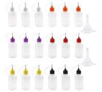 Jnchdghwa 18 Flaconi Applicatori con Punta da 30 Ml/0,5 Oz, Flaconi di Colla con Punte Colorate e 2 Mini Imbuti per Quilling Fai da Te/Acrilico B