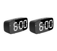 Jnchdghwa 2X Sveglia Digitale Intelligente da Comodino, Orologio da Tavolo USB da Viaggio Un LED Bianco con 12 / 24H Data Temperatura Snooze per Camera da Letto, Nero