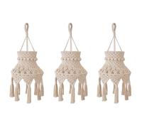 Jnchdghwa 3X Macrame Paralume Boho Lampadario Un Sospensione Un Sospensione, Paralume per Lampadario per Camera da Letto Soggiorno Nursery Dormitorio Home Decor
