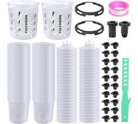 Jnchdghwa Kit di Tazze per Mischiare Usa e Getta - 50 Tazze (20 Oz/600 Ml), Include 2 Tazze Rigide e Anelli di Ritenzione, 2 Adattatori e Nastro PTFE, Coperchi Inclusi