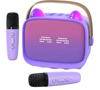 Jnchdghwa Mini Karaoke Machine Macchina Karaoke Portatile Altoparlante Bluetooth Portatile con 2 Microfoni Wireless Regalo di Natale Compleanno per Ragazze e Ragazzi Viola
