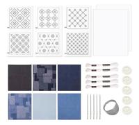Jnchdghwa SashikoKit per Principianti, Filo, Modelli Idrosolubili e Tessuto Denim per Quilting A Mano, Materiali per Cucire